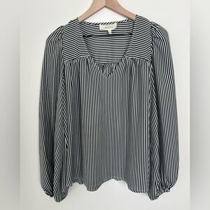 THE GREAT. Striped Silk Top Size S Long Sleeve Blouse
